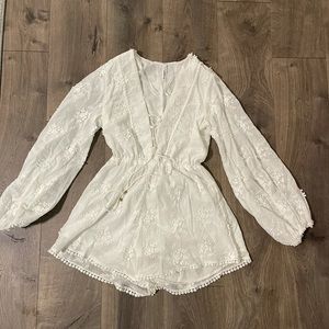 Embroidered White Romper